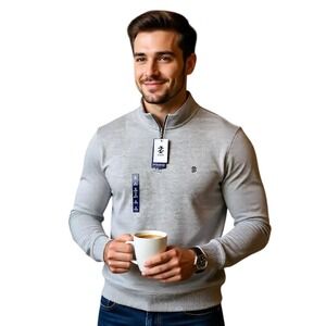 IZOD Mens Gray Advantage Performance Quarter Zip Pullover Sweatshirt XL NWT‎